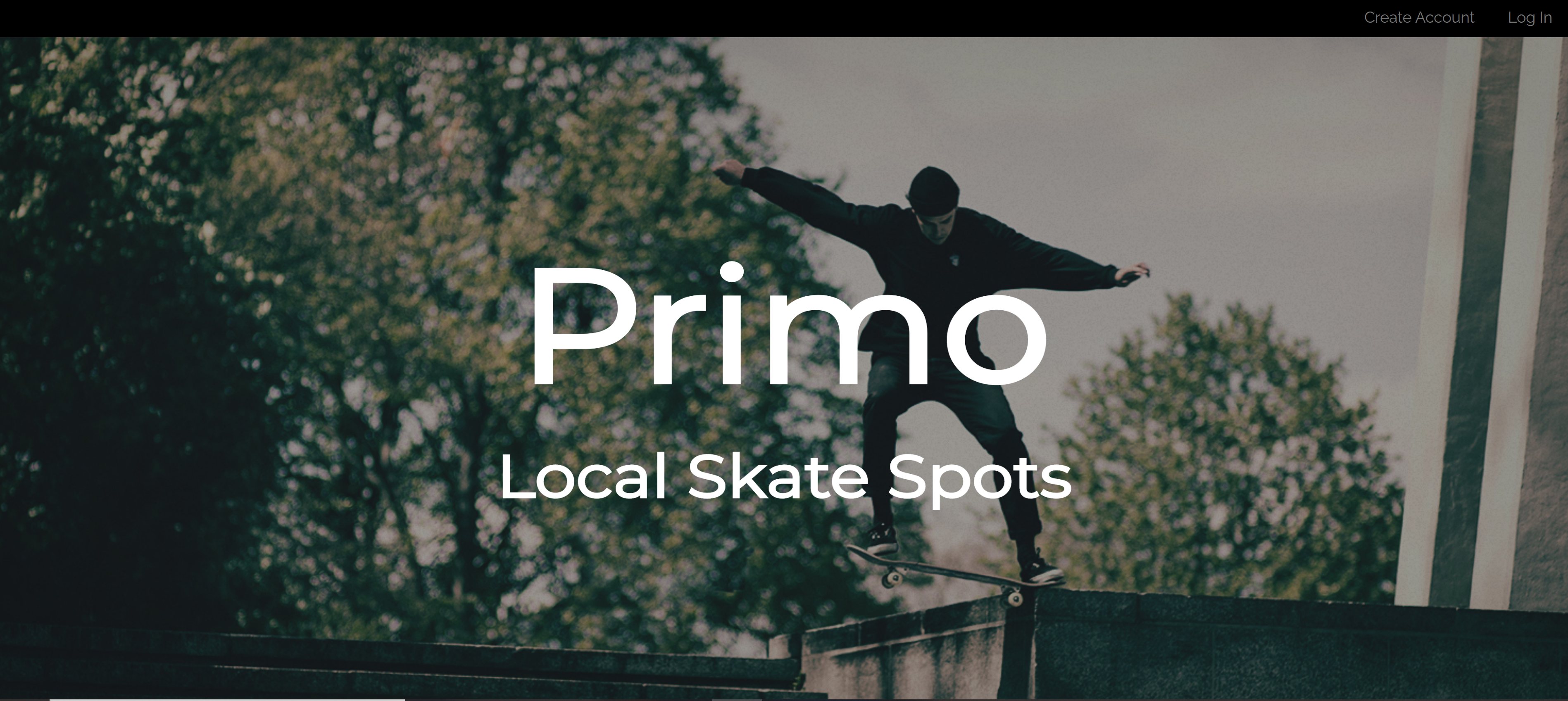 skateboard spot finder website landing page